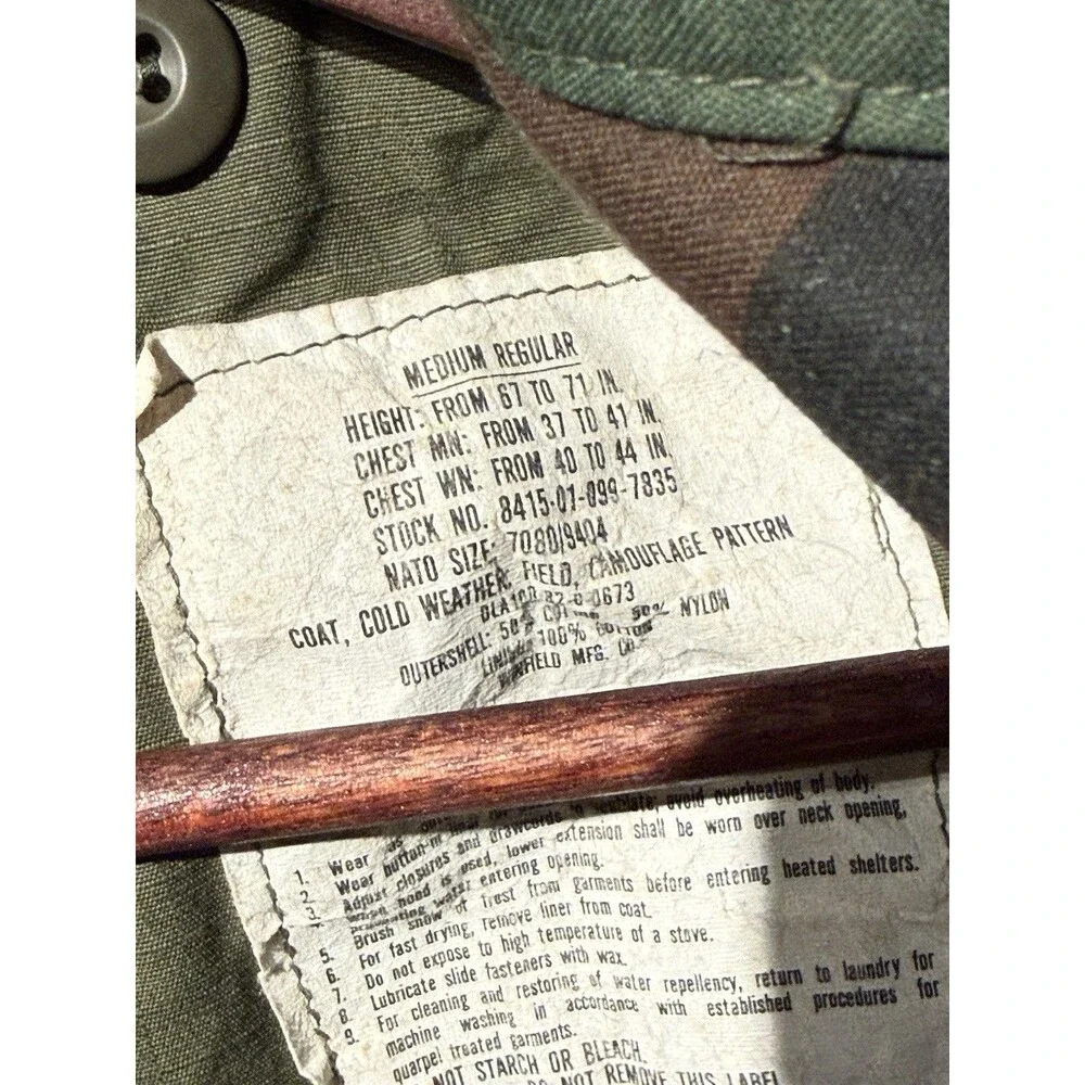 VINTAGE US Army M-65 Field Jacket Mens Medium Regular Woodland Camo 80s